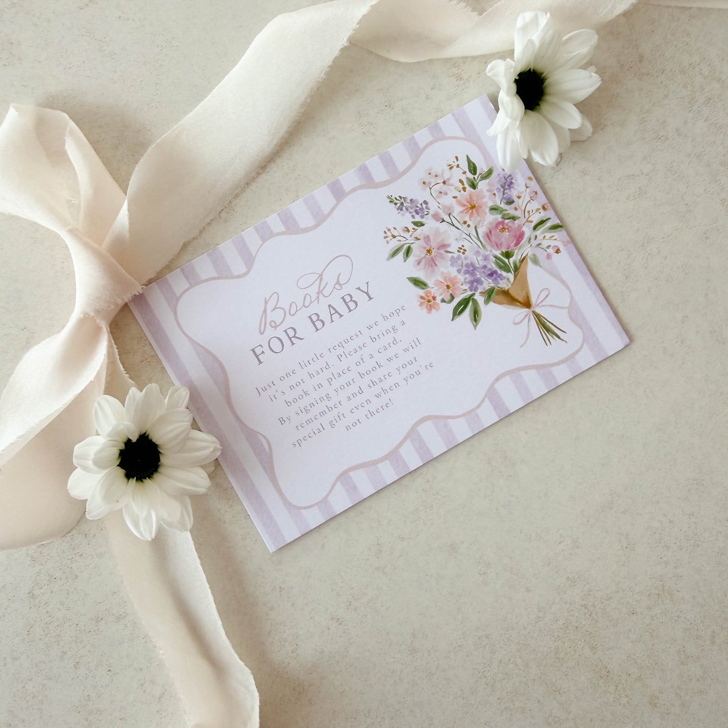 Printed Books for Baby Card – Baby in Bloom Purple | Baby Shower Invitations Australia
