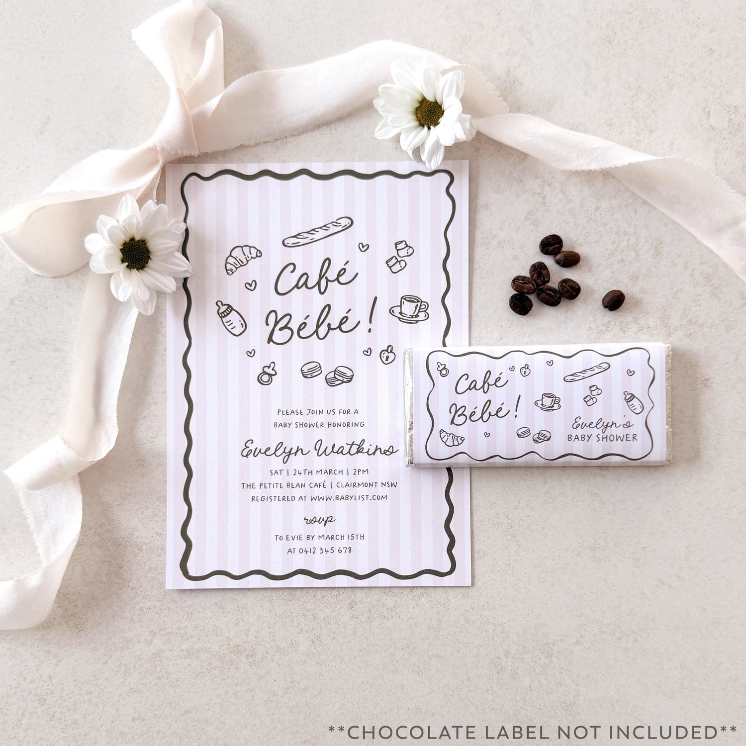 Cafe Bebe Paris Themed Baby Shower Predictions cards
