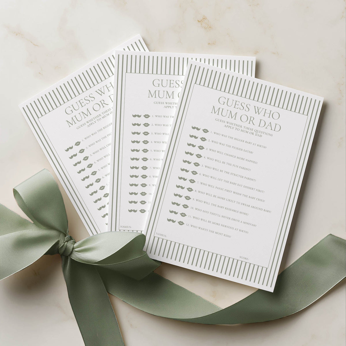 Minimalist Stripe Sage Green | Baby Shower