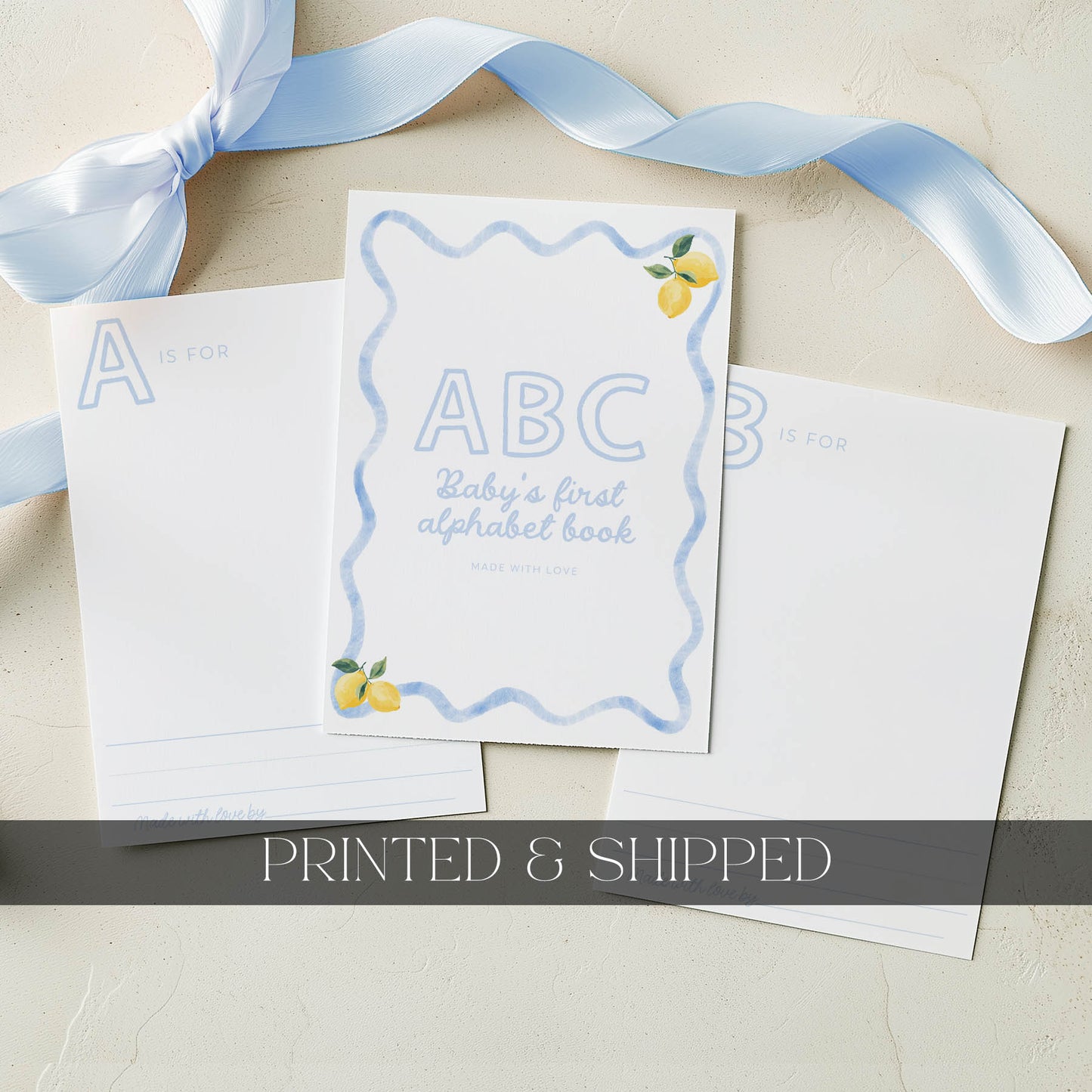 Printed ABC Baby's First Alphabet Book – Ciao Baby Lemon | Baby Shower Games Australia
