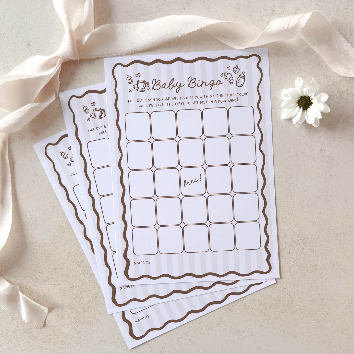 Printed Baby Bingo – Cafe Bebe Beige Paris | Baby Shower Games Australia