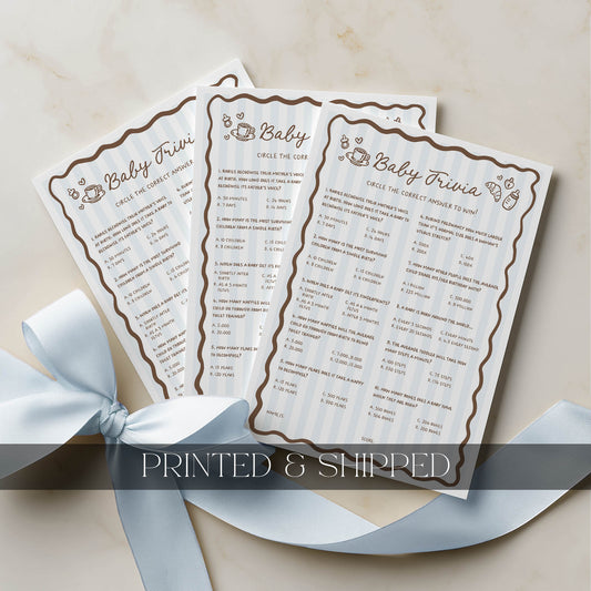 Printed Baby Trivia – Cafe Bebe Blue Paris | Baby Shower Games Australia