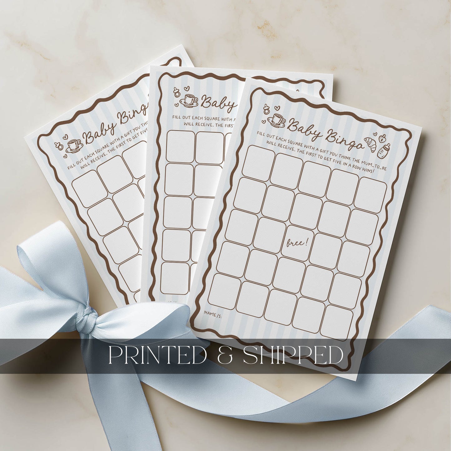 Printed Baby Bingo – Cafe Bebe Blue Paris | Baby Shower Games Australia