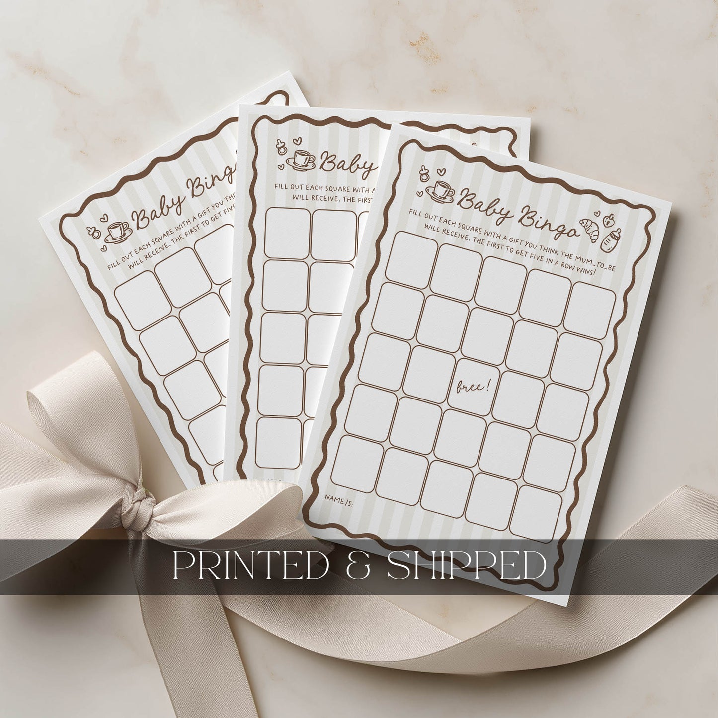 Baby bingo games in cafe bebe shower theme