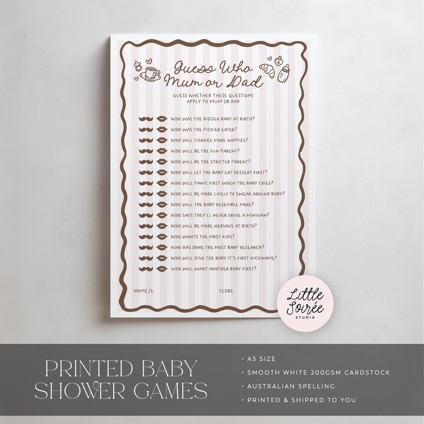 Printed Guess Who Baby Shower Game – Cafe Bebe Pink Paris | Baby Shower Games Australia