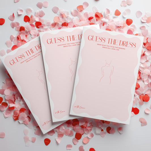 Three 'Advice for the Bride to Be' sheets on a surface with confetti