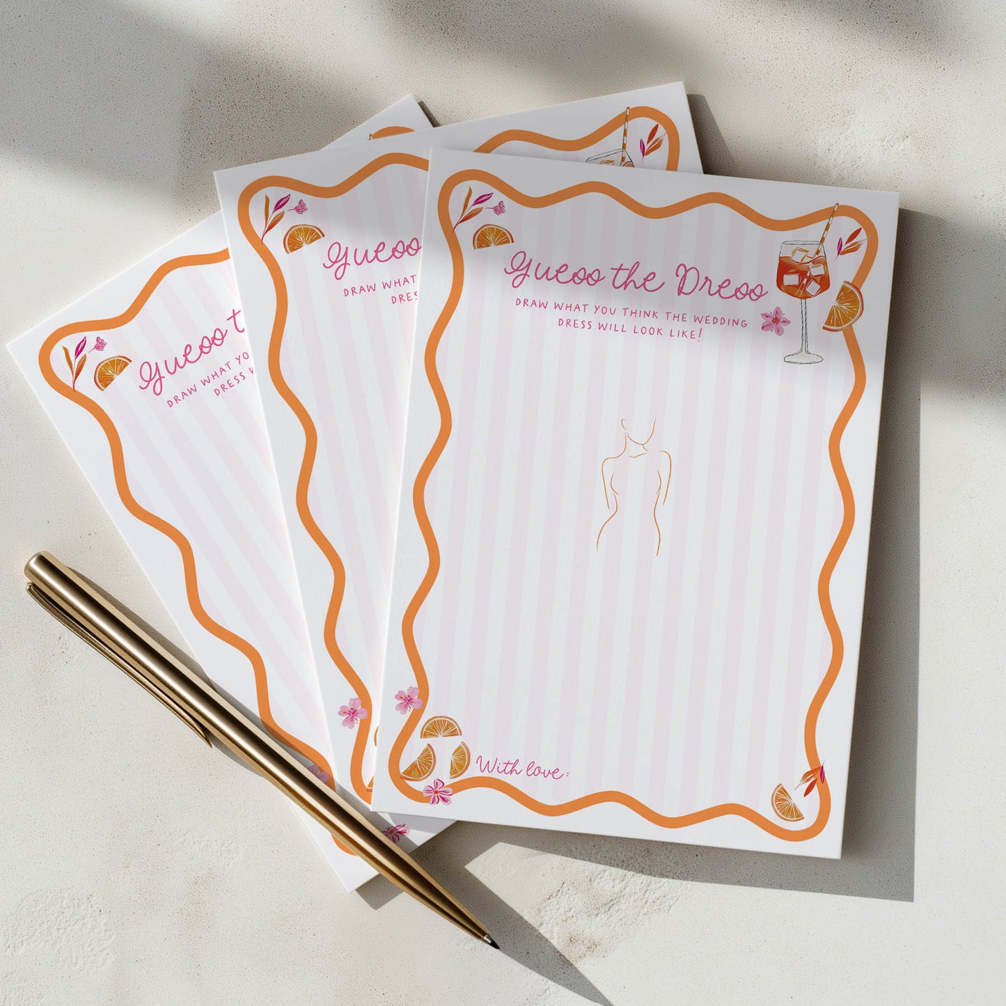 Printed Guess the Dress - Love at First Spritz | Bridal Shower Games Australia