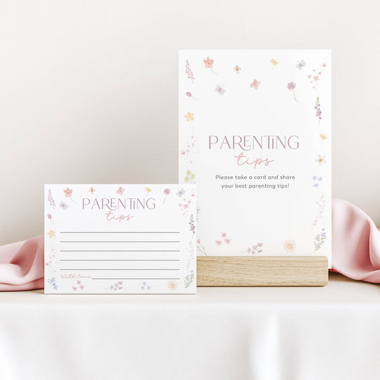 Two 'Parenting tips' cards on a white surface with a light gray background