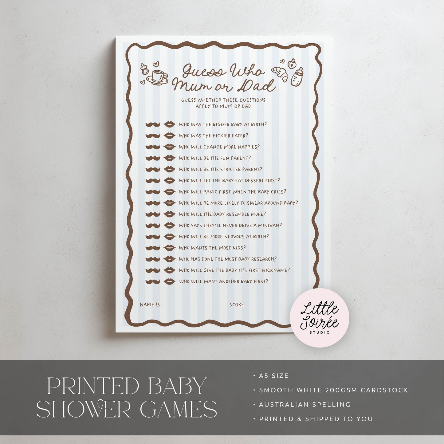 Printed Guess Who Baby Shower Game – Cafe Bebe Blue Paris | Baby Shower Games Australia