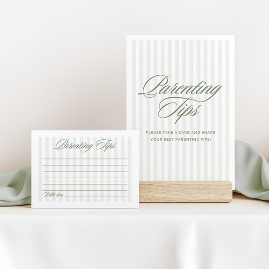 Two white cards with 'Parenting Tips' text on a light surface.