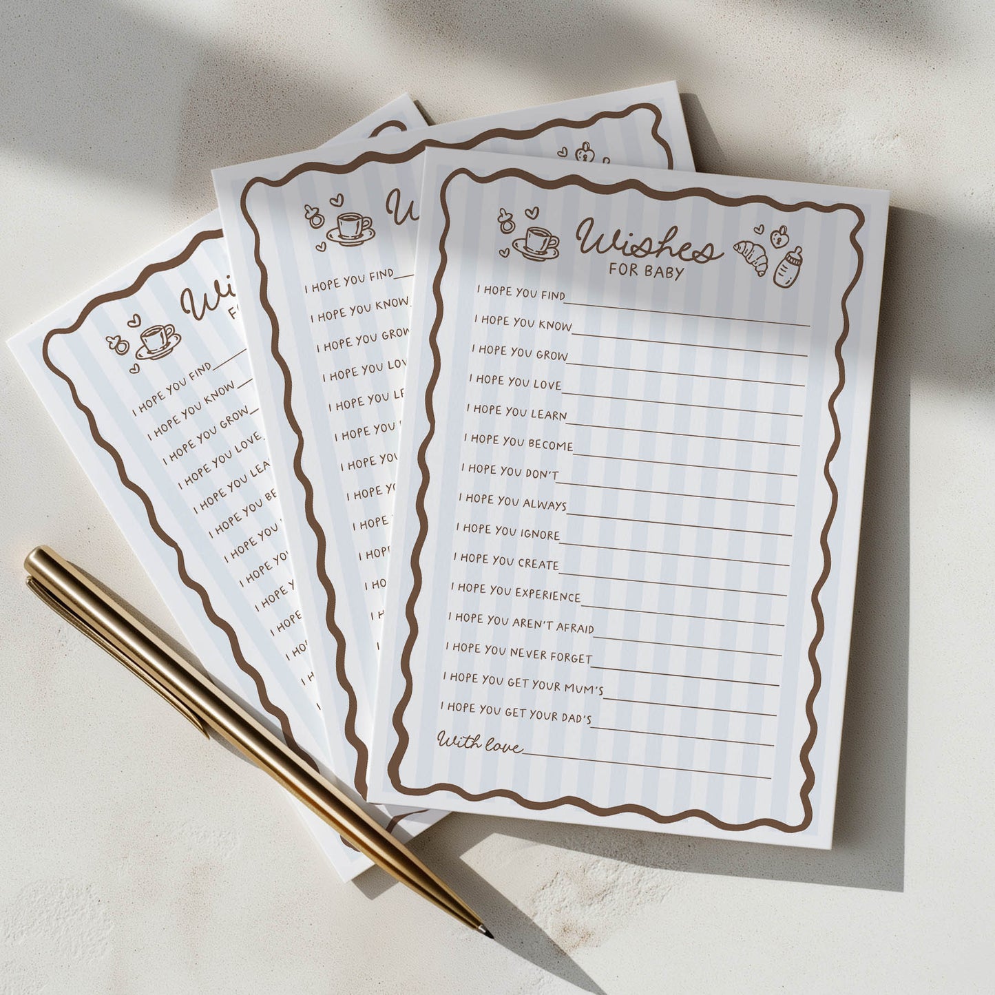 Printed Wishes for Baby – Cafe Bebe Blue Paris | Baby Shower Games Australia
