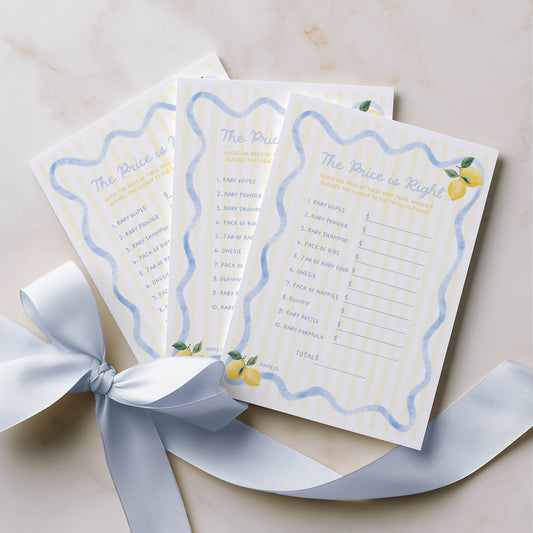 Printed Price is Right Game – Ciao Baby Lemon | Baby Shower Games Australia