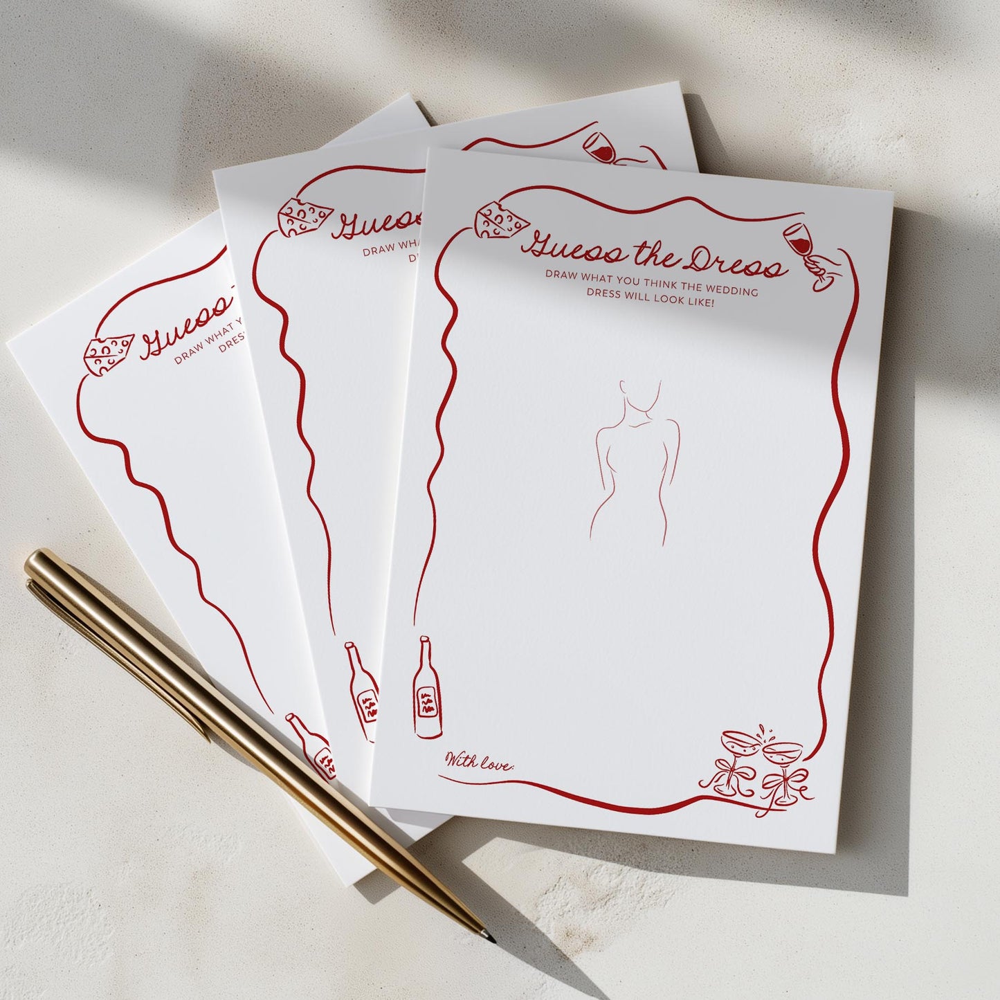Printed Guess the Dress - That's Amore | Bridal Shower Games Australia