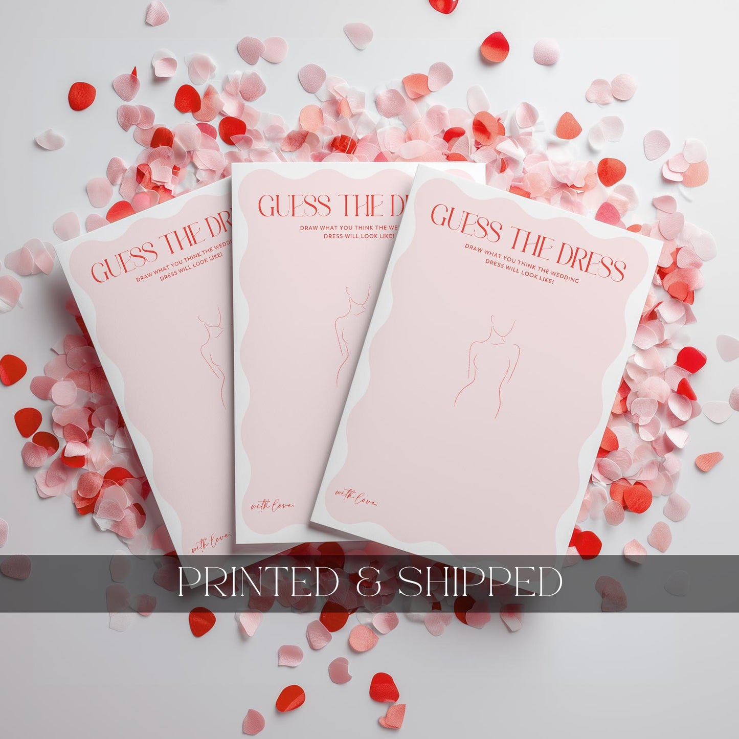 Printed Guess the Dress - Pink Red Wavy | Bridal Shower Games Australia
