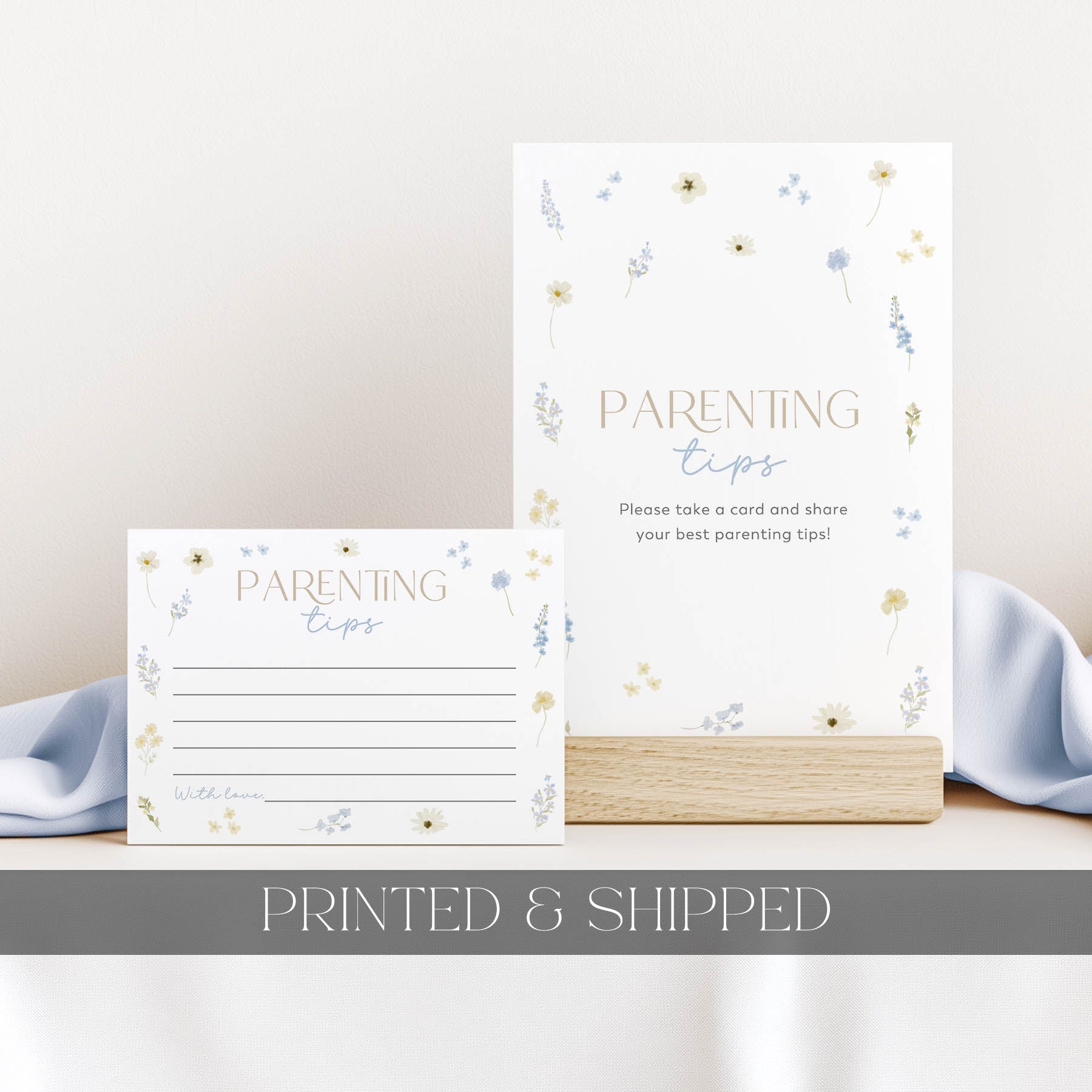 Two family tradition cards with floral design on a light background