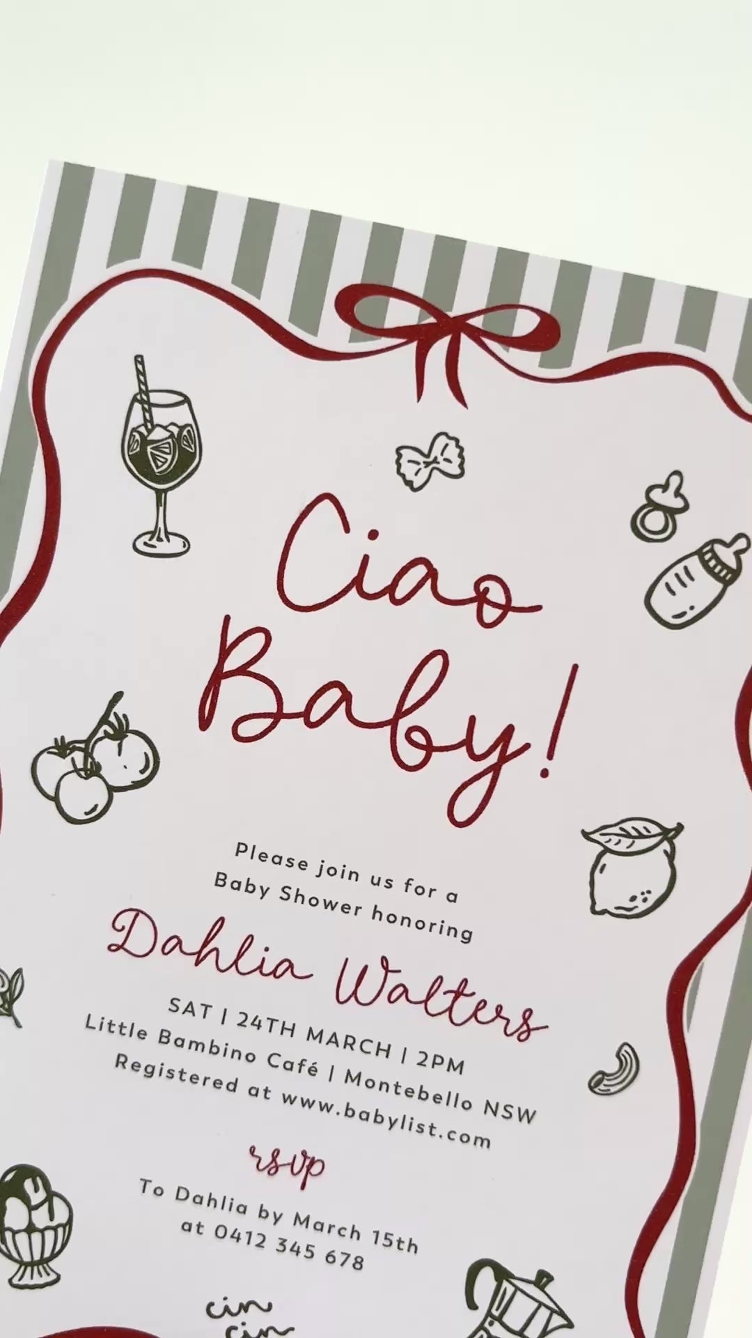 Ciao Baby Baby Shower Printed Invites Australia