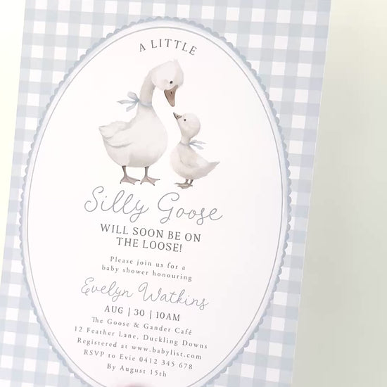 Blue Silly Goose Baby Shower Invitation