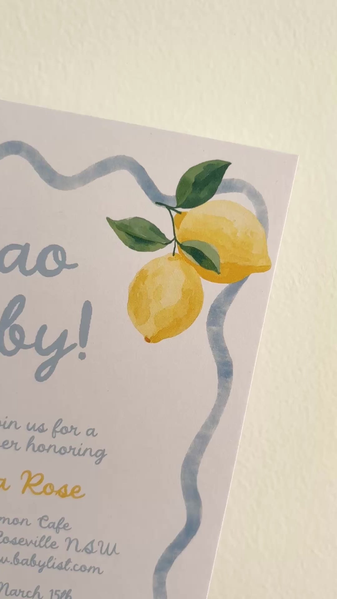 Ciao Baby Lemon Baby Shower Invitation