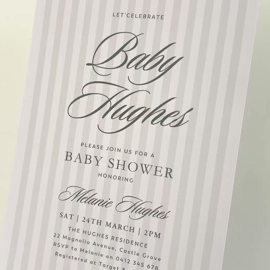 Green baby shower invitation