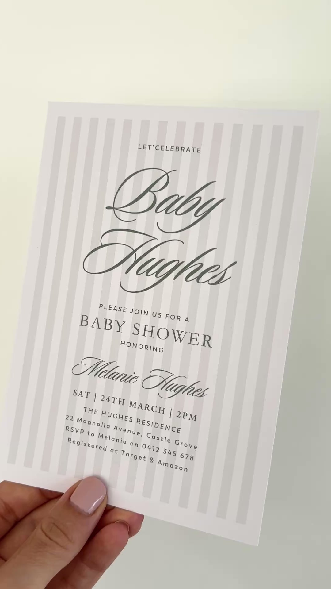 Green baby shower invitation