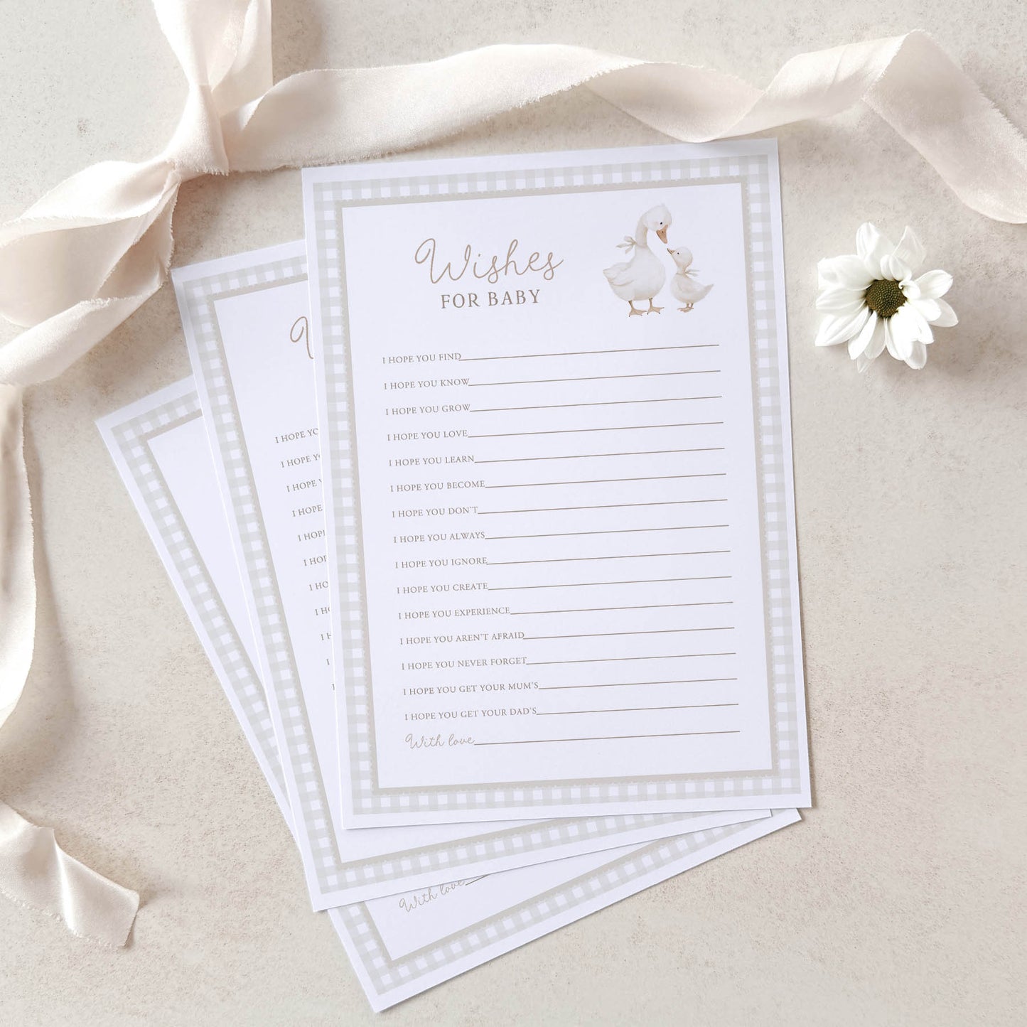 Printed Wishes for Baby – Beige Silly Goose | Baby Shower Games Australia