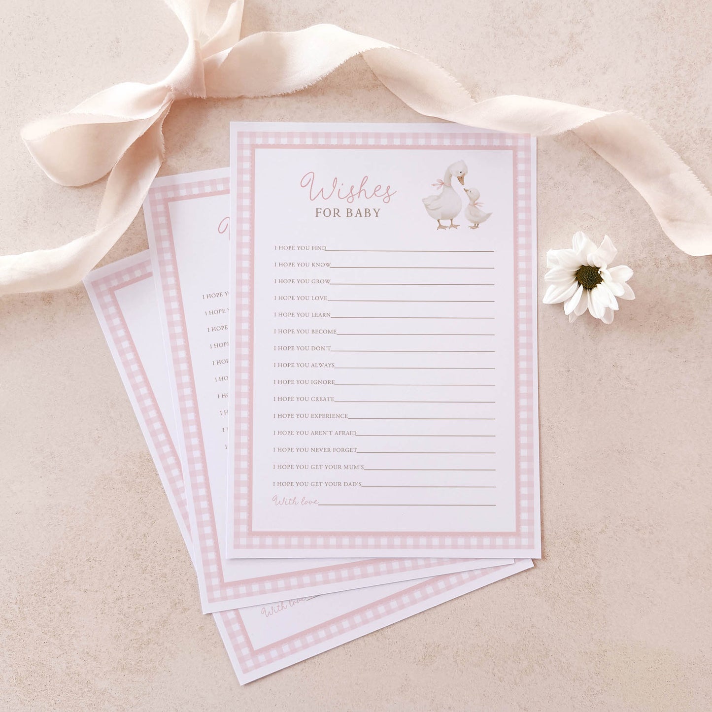Printed Wishes for Baby – Pink Silly Goose | Baby Shower Games Australia